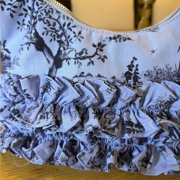 BAGGU Blue Floral Ruffled Shoulder Bag - Picture 3 of 4